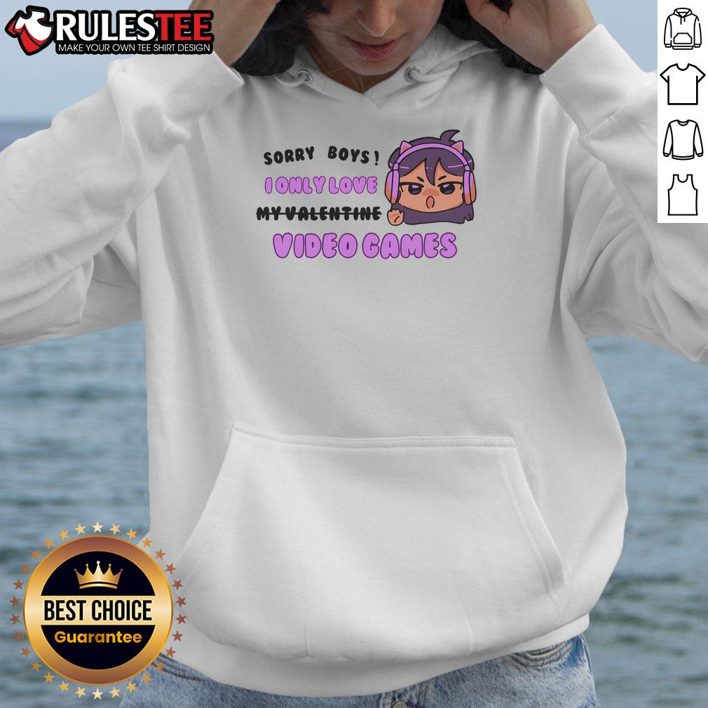 Cute Sorry Boys I Only Love Video Games Headphones Cat Ears T-Shirt - Image 2