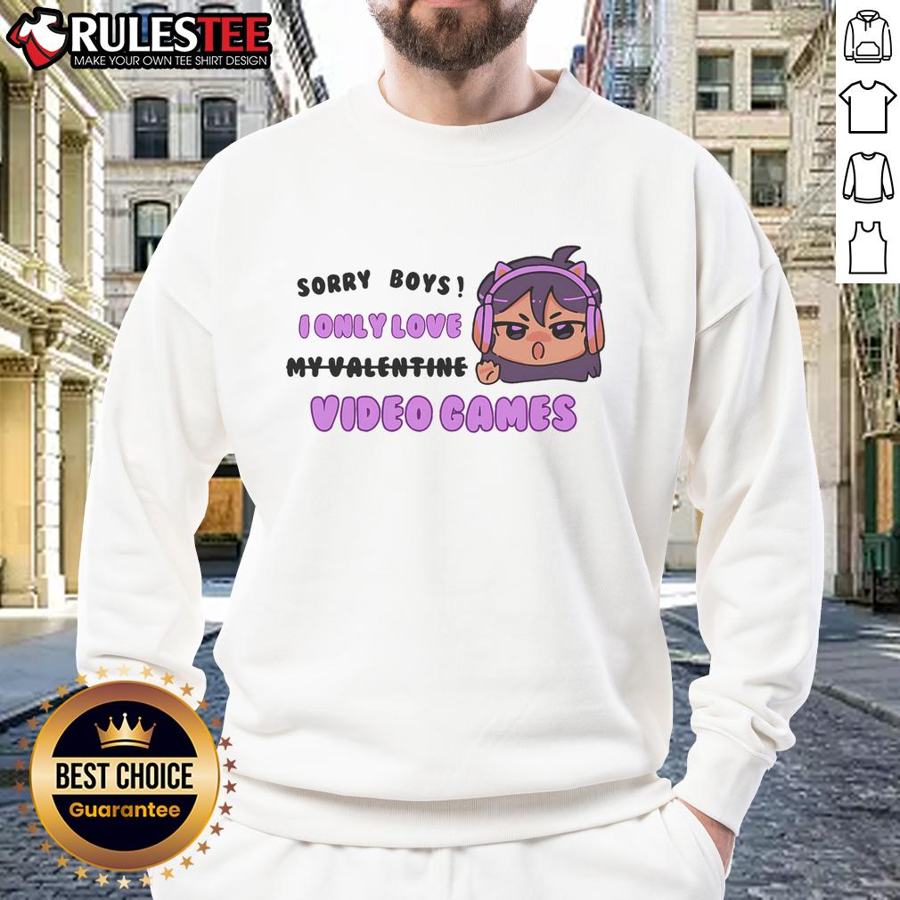 Cute Sorry Boys I Only Love Video Games Headphones Cat Ears T-Shirt - Image 5