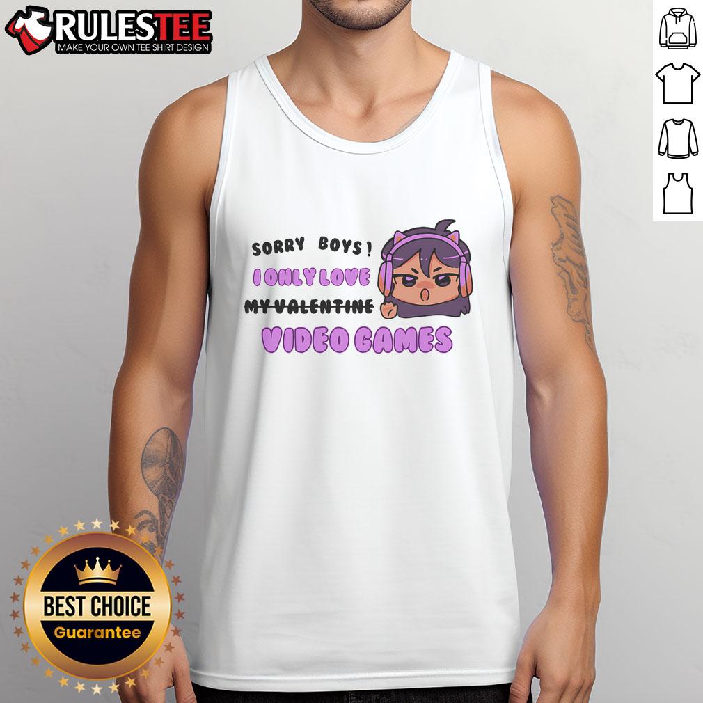 Cute Sorry Boys I Only Love Video Games Headphones Cat Ears T-Shirt - Image 4