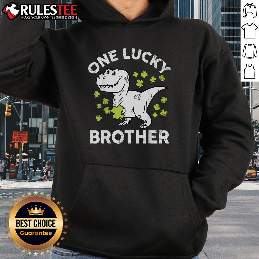 Cute St Patrick's Day One Lucky Brother Irish T-Rex Dinosaur T-Shirt - Image 2