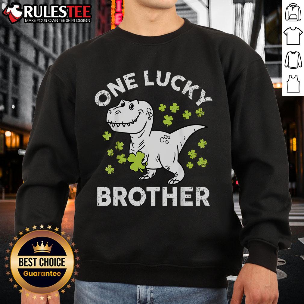 Cute St Patrick's Day One Lucky Brother Irish T-Rex Dinosaur T-Shirt - Image 5