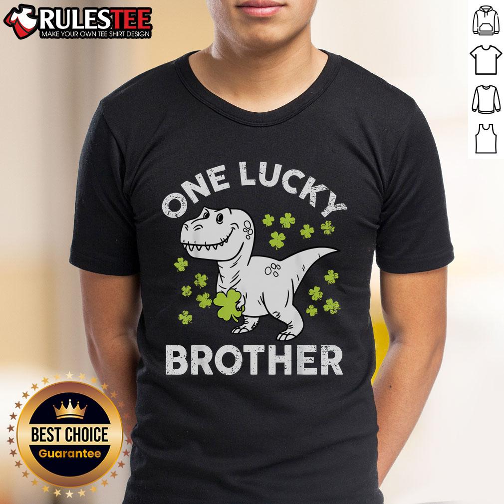 Cute St Patrick's Day One Lucky Brother Irish T-Rex Dinosaur T-Shirt
