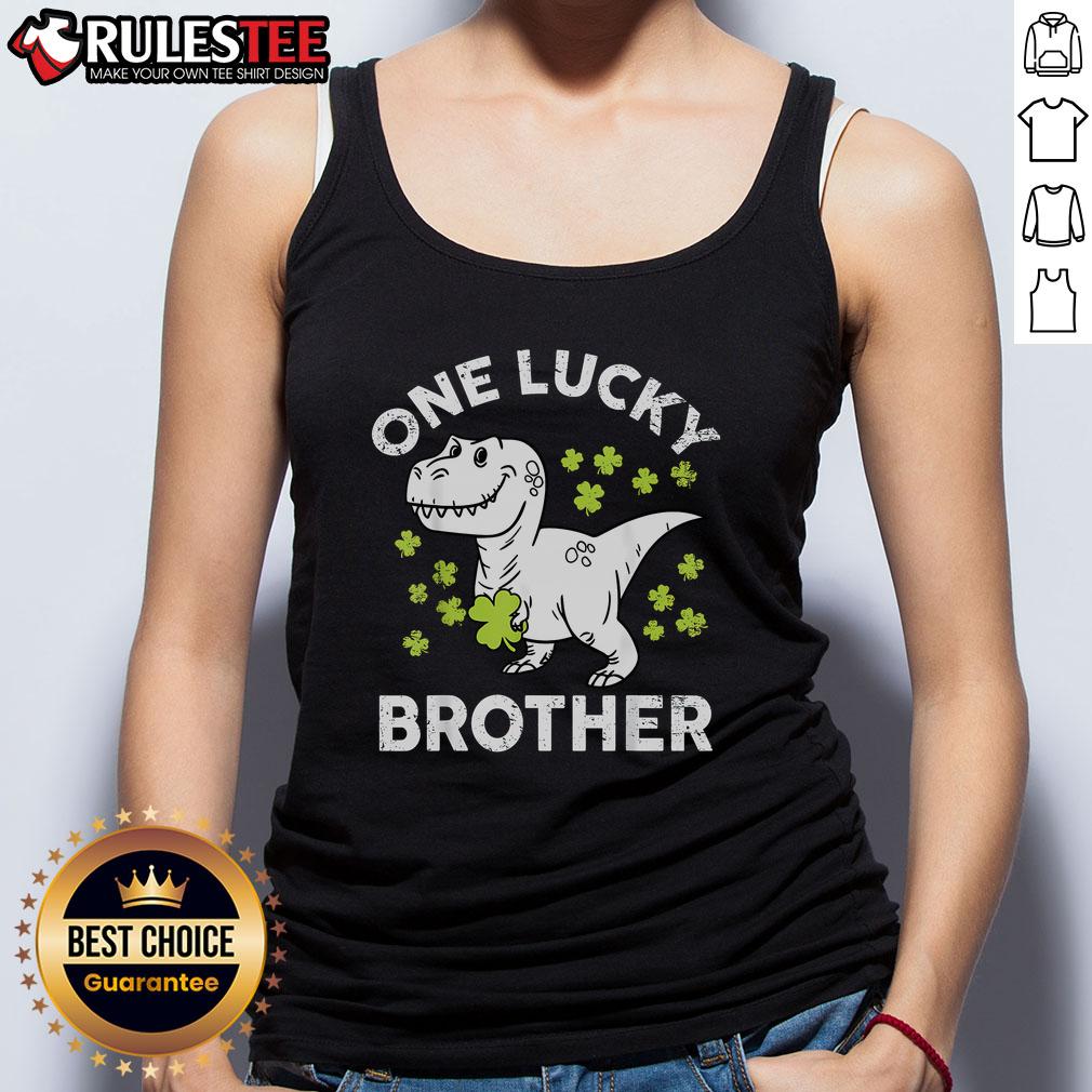 Cute St Patrick's Day One Lucky Brother Irish T-Rex Dinosaur T-Shirt - Image 4