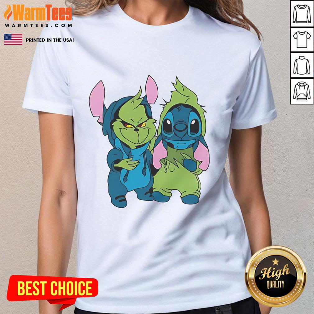 Cute Stitch Grinch Christmas Mascot T-Shirt - Image 3