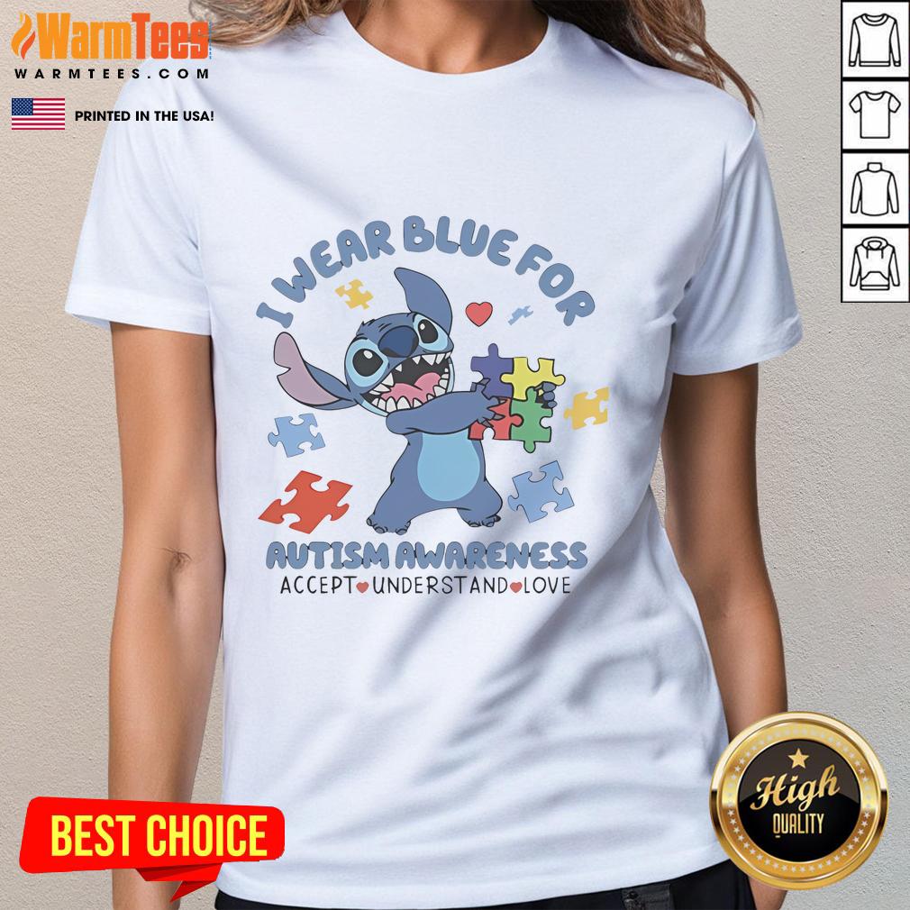 Cute Stitch I Wear Blue For Autism Awareness Accept Understand Love T-Shirt - Image 3