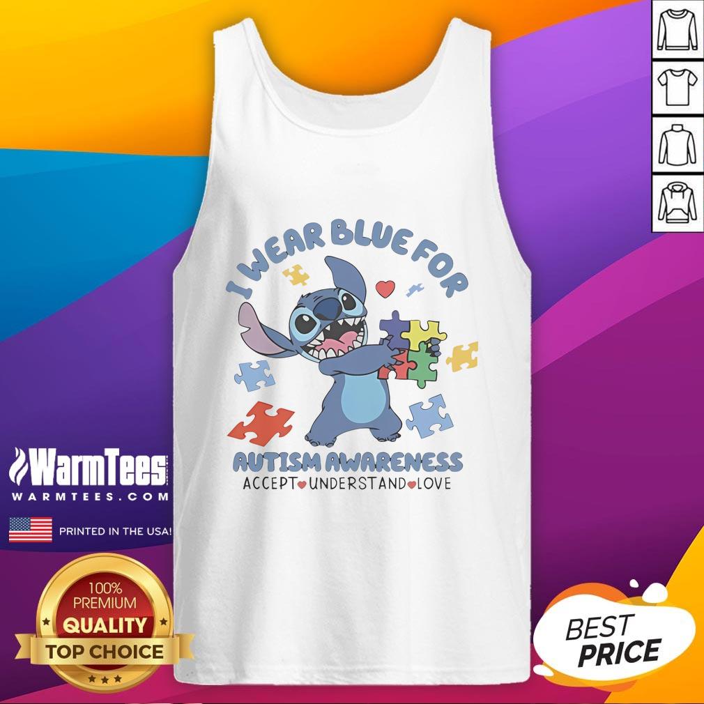 Cute Stitch I Wear Blue For Autism Awareness Accept Understand Love T-Shirt - Image 4
