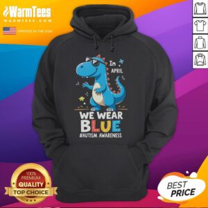Alternative view of Cute T-Rex Dinosaur With Sunglasses Autism Awareness T-Shirt