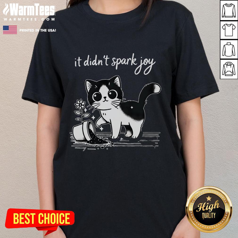Cute Tuxedo Cat Funny Meme Saying Quotation Spark Joy T-Shirt - Image 3