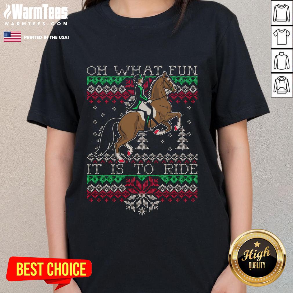 Cute Ugly Christmas Dressage Horse Riding T-Shirt - Image 3