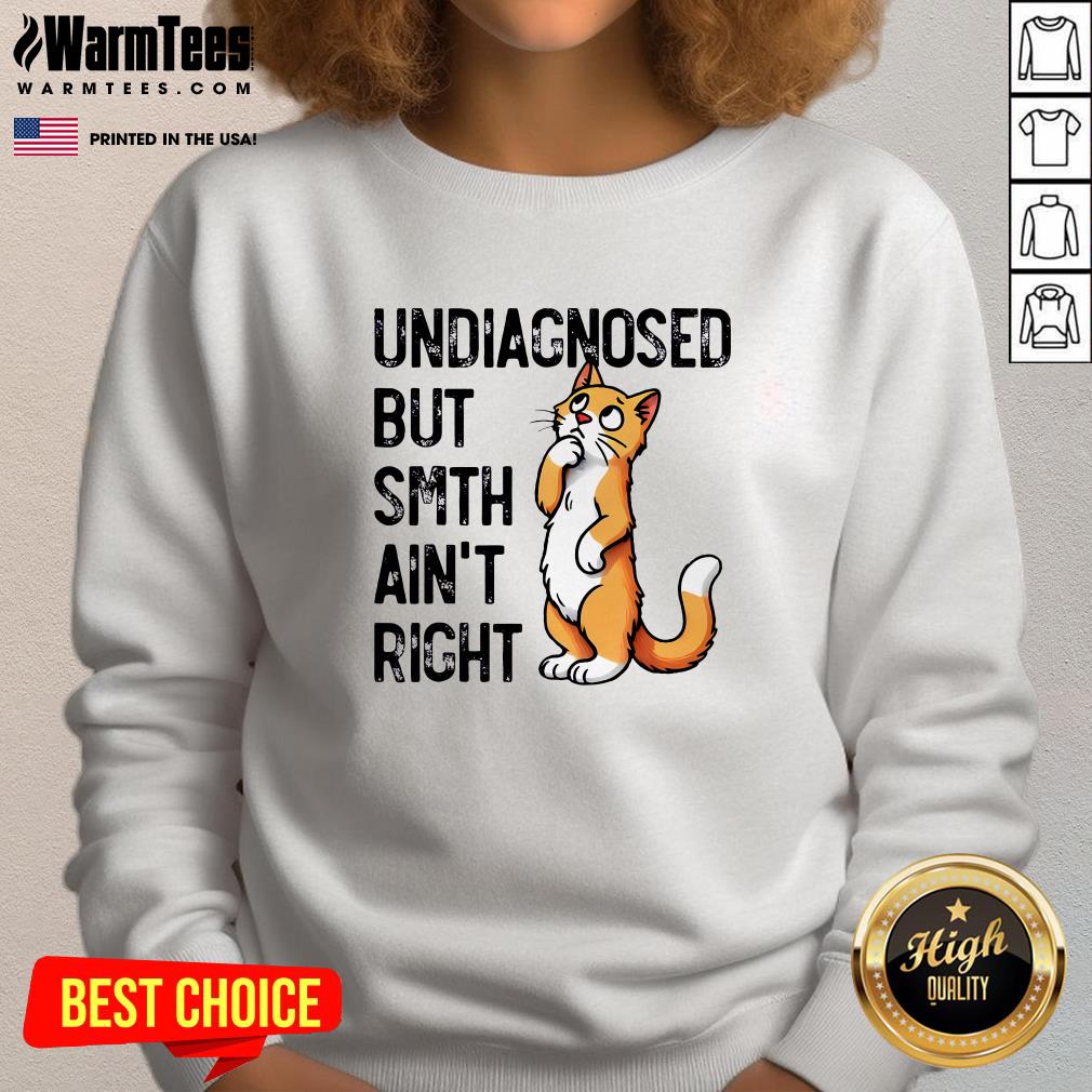 Cute Undiagnosed But Something Ain't Right Funny Cat Saying Meme T-Shirt - Image 4