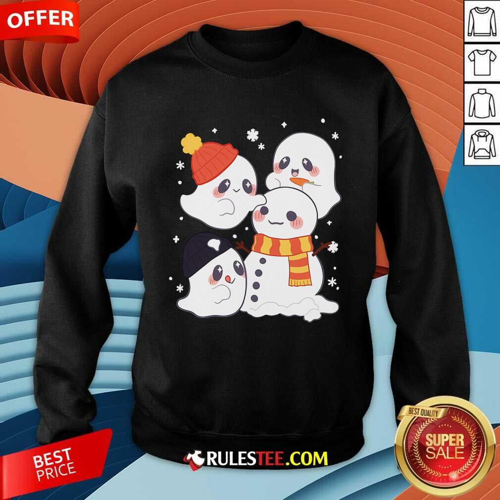 Cute Winter Ghosties Christmas T-Shirt - Image 3