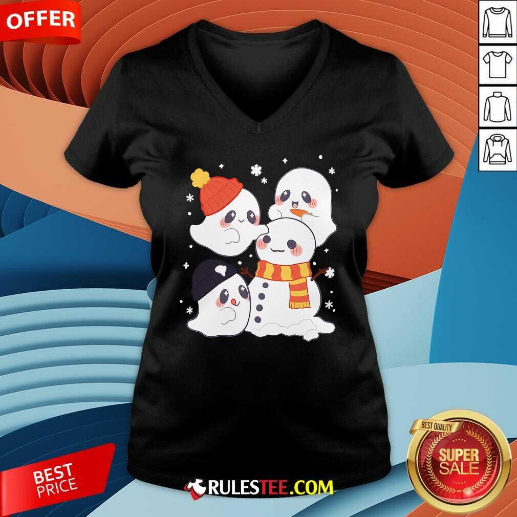 Cute Winter Ghosties Christmas T-Shirt - Image 4