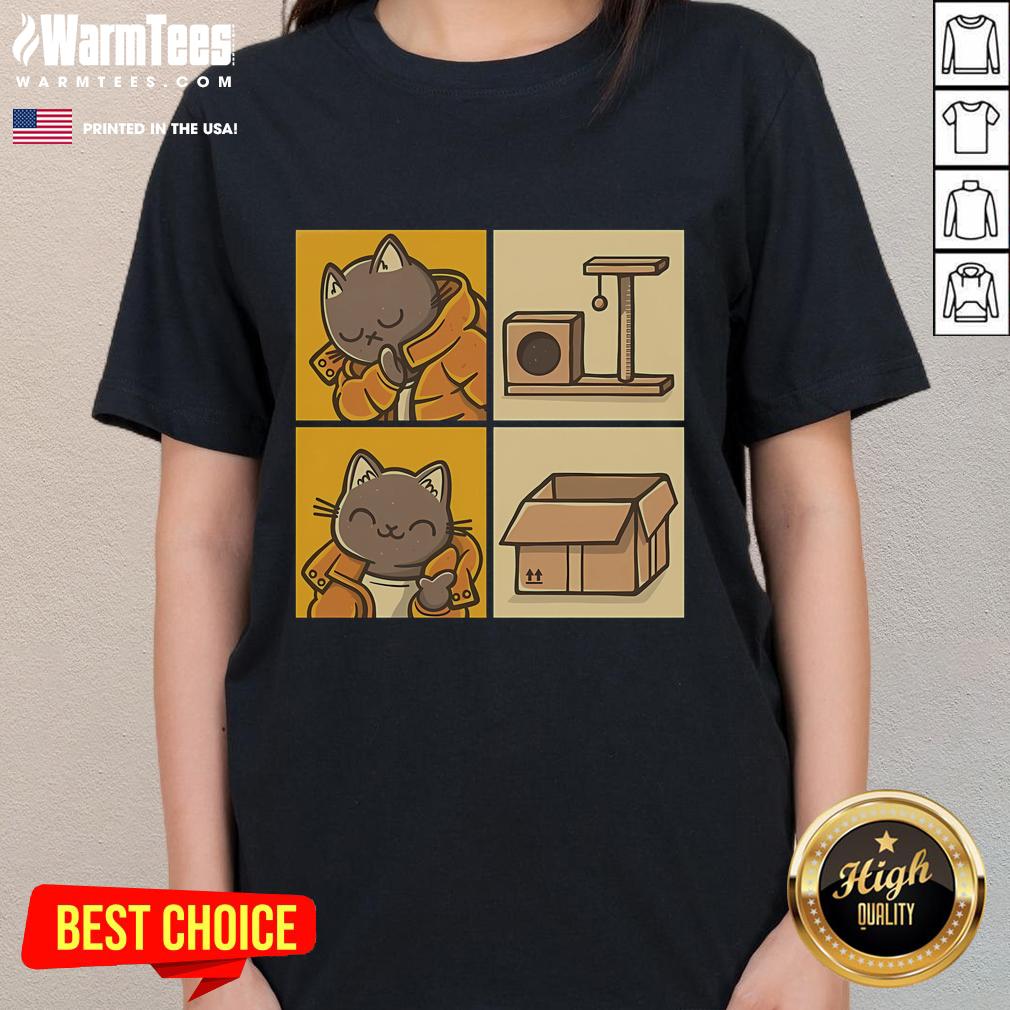 Cute Yes No Meme Cat T-Shirt - Image 3