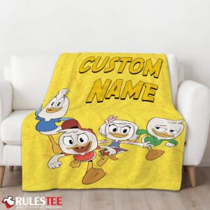 Alternative view of Disney Ducktales Huey Dewey Louie Webby Yellow Cartoon Collage Blanket Fleece Customized Blanket