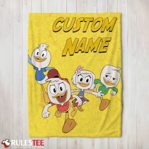 Disney Ducktales Huey Dewey Louie Webby Yellow Cartoon Collage Blanket Fleece Customized Blanket