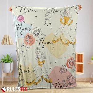 Disney Elegant Princess Belle Pretty Blanket Fleece Customized Blanket