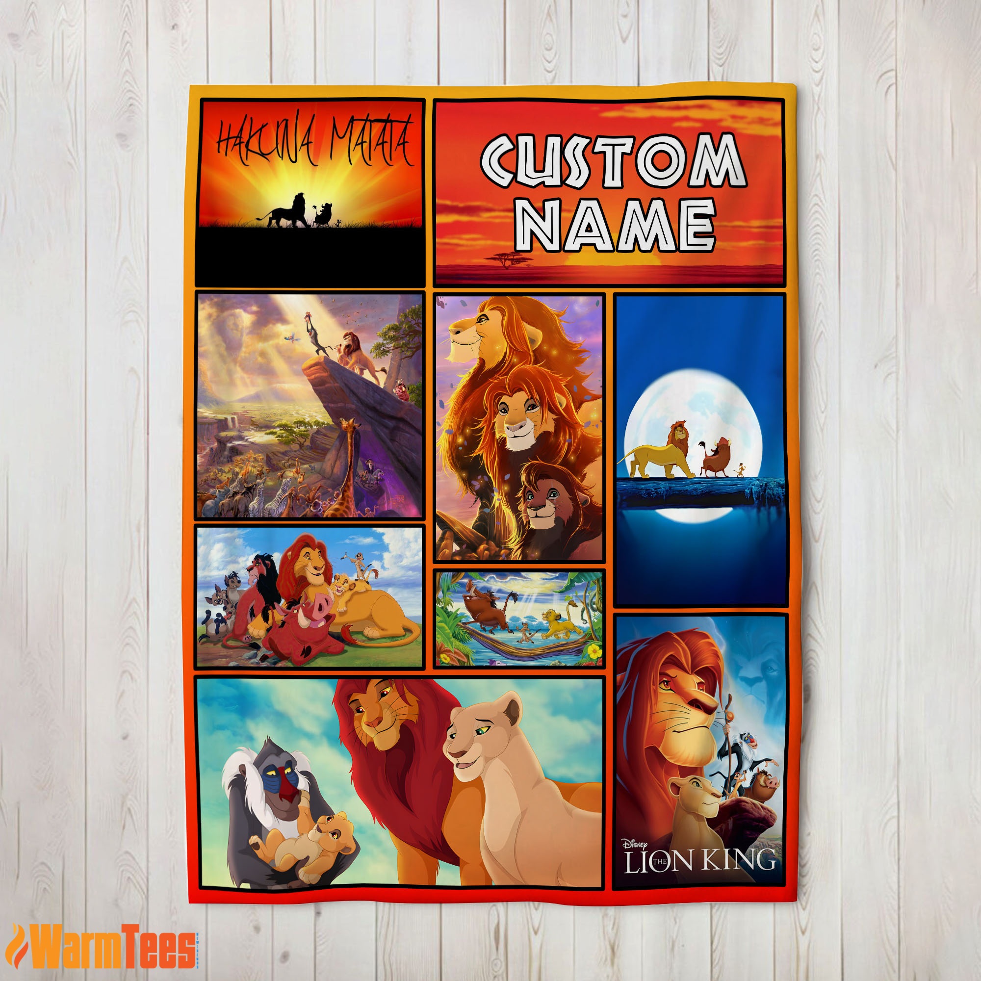 Disney Simba Mufasa Timon Pumbaa The Lion King Collage Blanket Fleece Customized Blanket