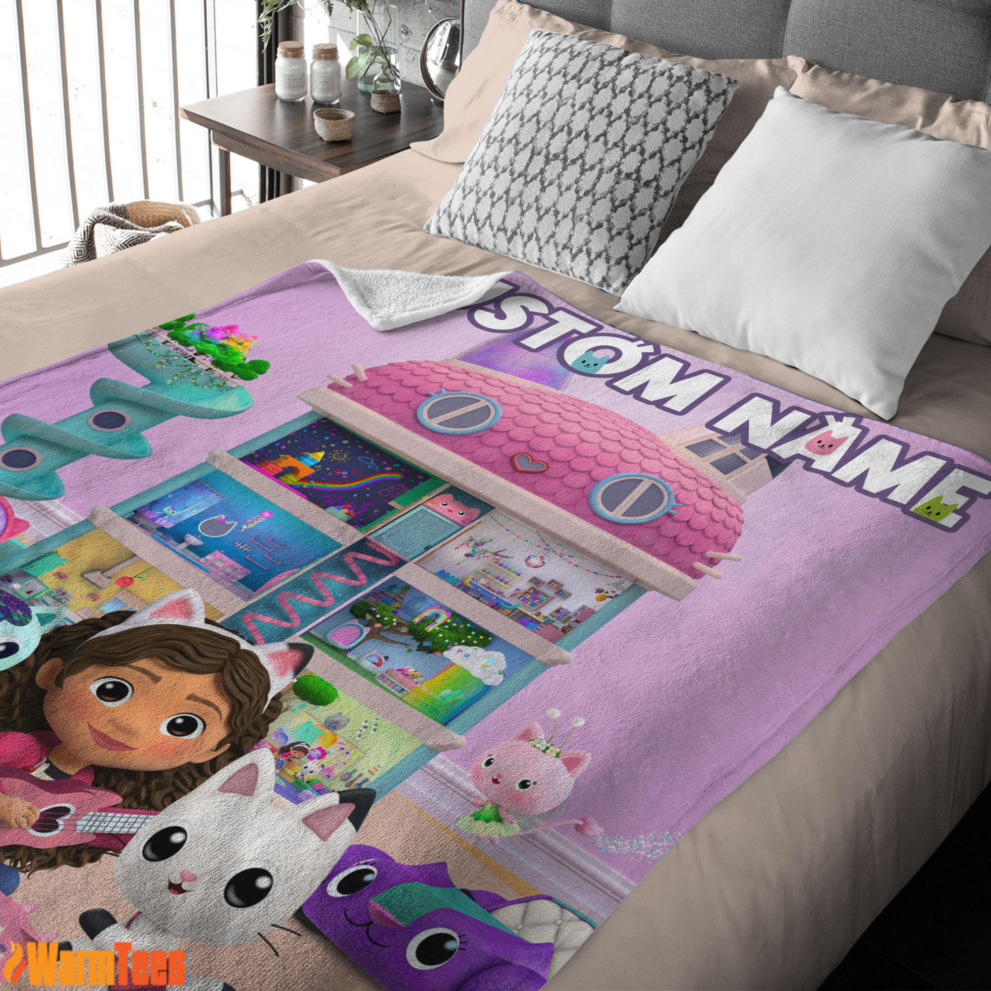 Disney's Gabby's Dollhouse With Our Cute Girl Fleece Customize Blanket - Image 3