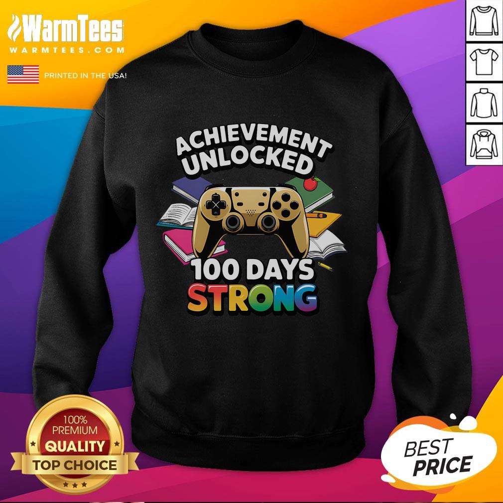 Funny Achievement Unlocked 100 Days Strong Video Game T-Shirt - Image 5