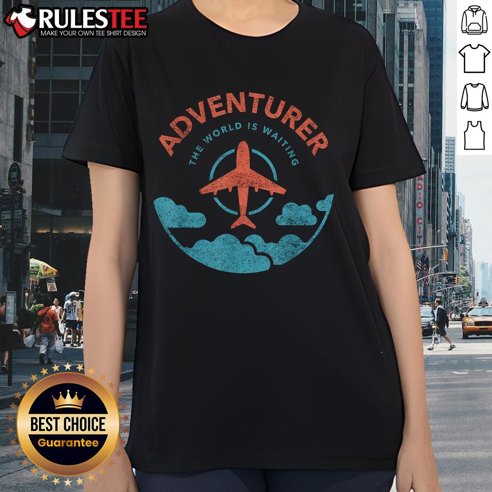Funny Adventurer The World Is Waiting For Travelers Plane T-Shirt - Image 3