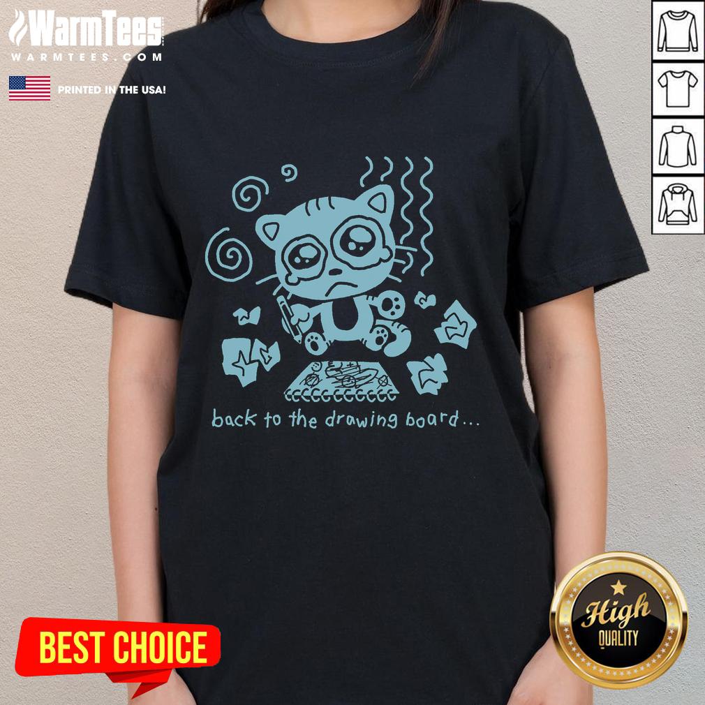 Funny Back To The Drawing Board Cat Cute T-Shirt - Image 3