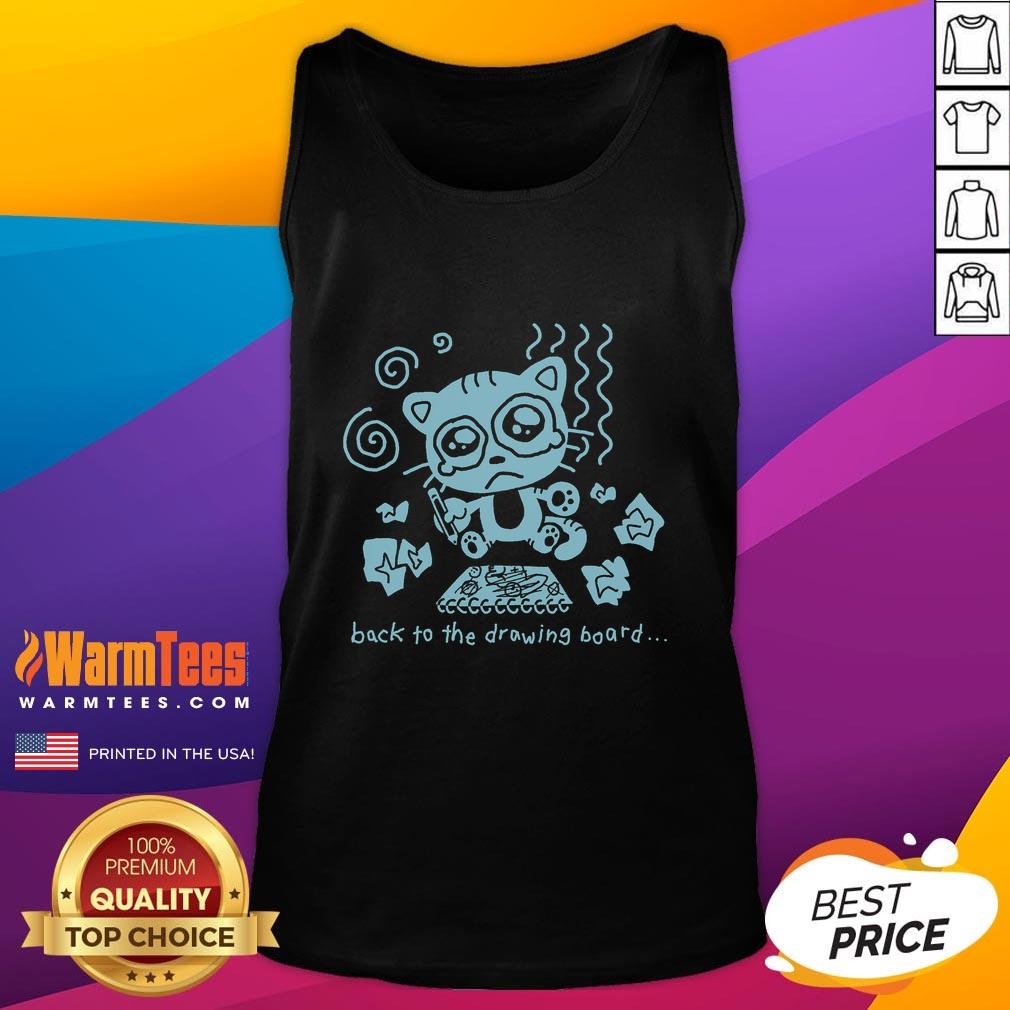 Funny Back To The Drawing Board Cat Cute T-Shirt - Image 4