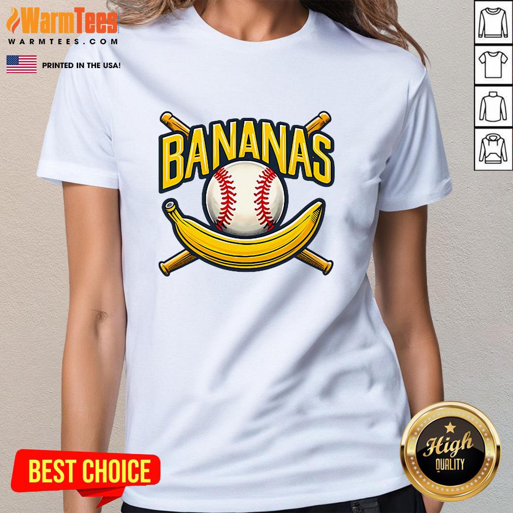 Funny Banana Playing Baseball Fruit Lover Baseball Player Banana T-Shirt - Image 2