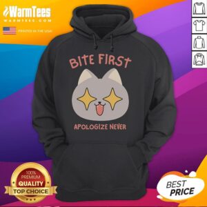 Alternative view of Funny Bite First Apologize Never Cute Cat T-Shirt