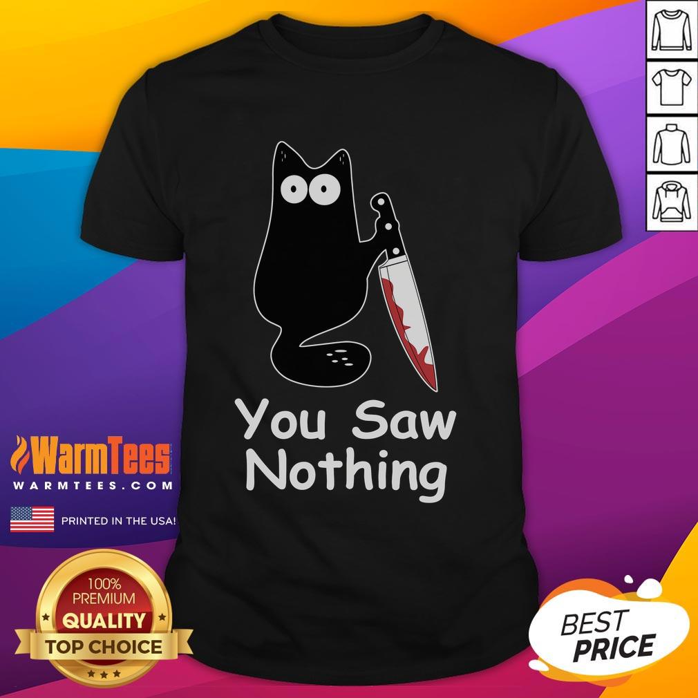 Funny Black Cat Meme You Saw Nothing T-Shirt