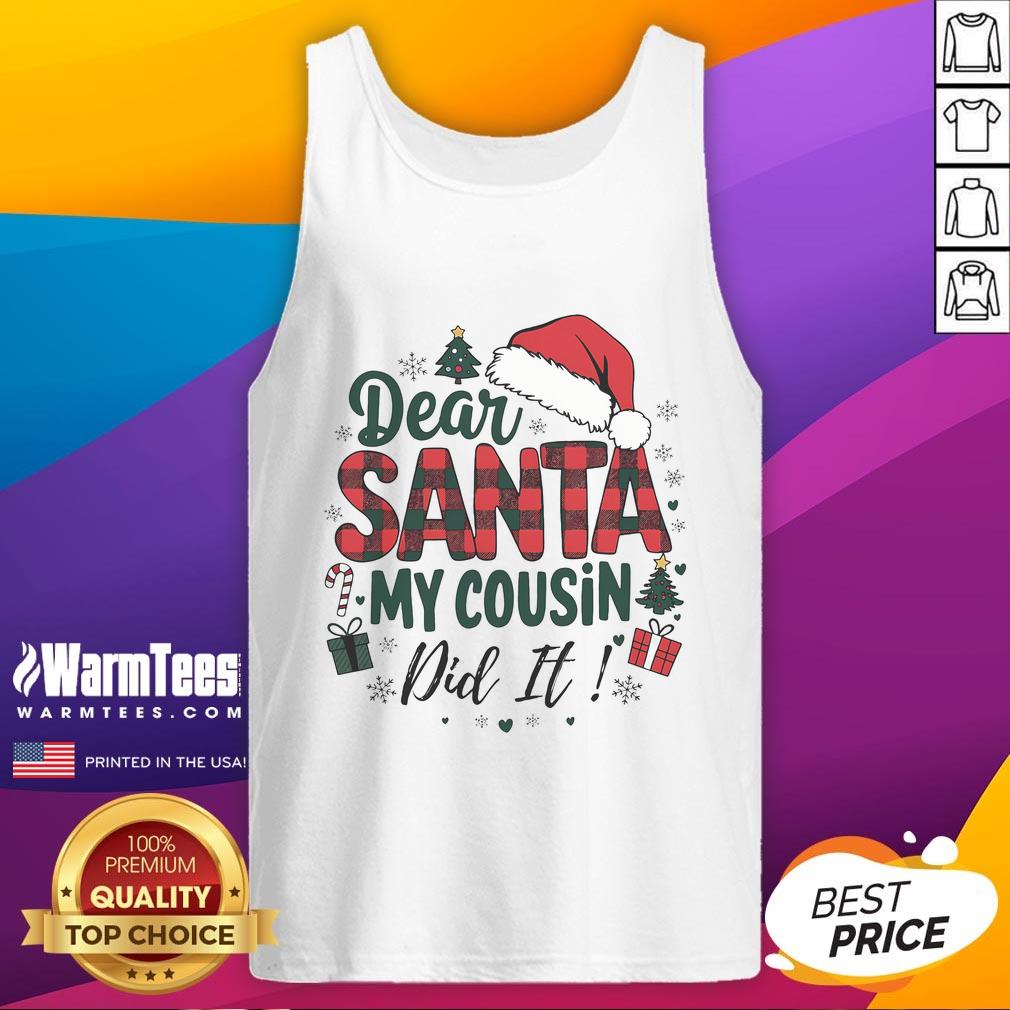 Funny Buffalo Plaid Christmas Dear Santa My Cousin Did It T-Shirt - Image 4