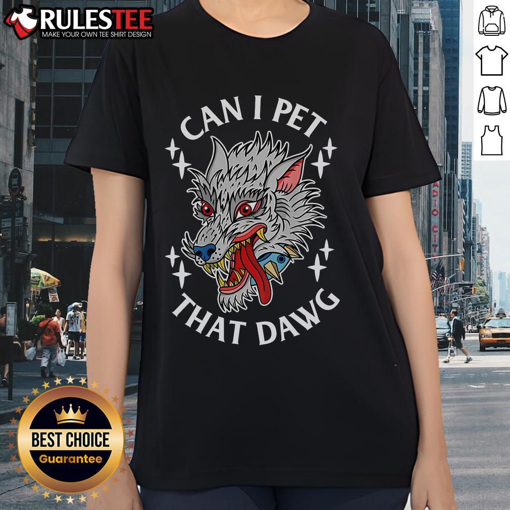 Funny Can I Pet That Dawg Can I Pet That Dog Wolf Tattoo Art T-Shirt - Image 3