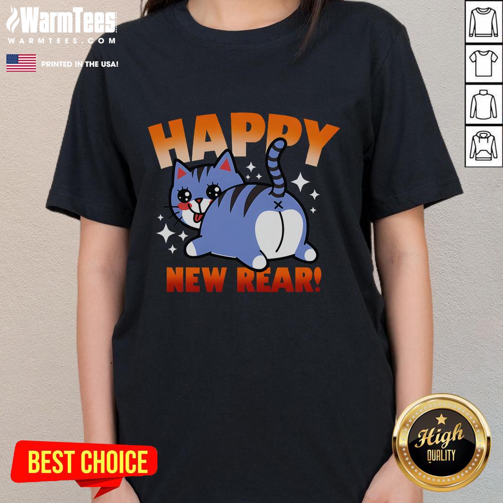 Funny Cat Happy New Rear Cat New Year T-Shirt - Image 3