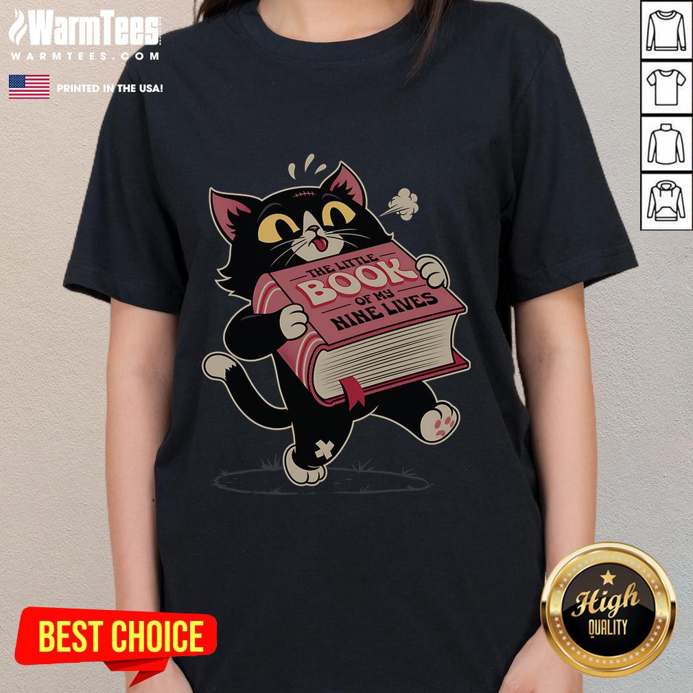 Funny Cat The Little Book Of My Nine Lives Cute T-Shirt - Image 3