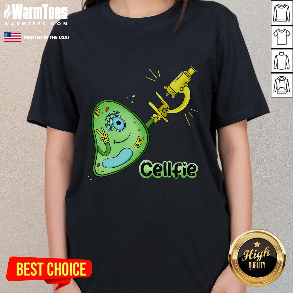 Funny Cellfie Science Joke Biology Cell & Microscope Selfie Pun T-Shirt - Image 3