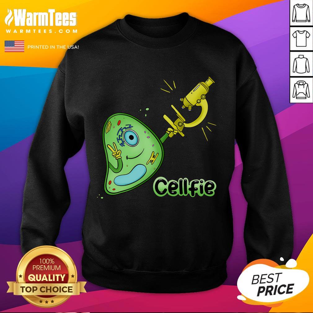 Funny Cellfie Science Joke Biology Cell & Microscope Selfie Pun T-Shirt - Image 5