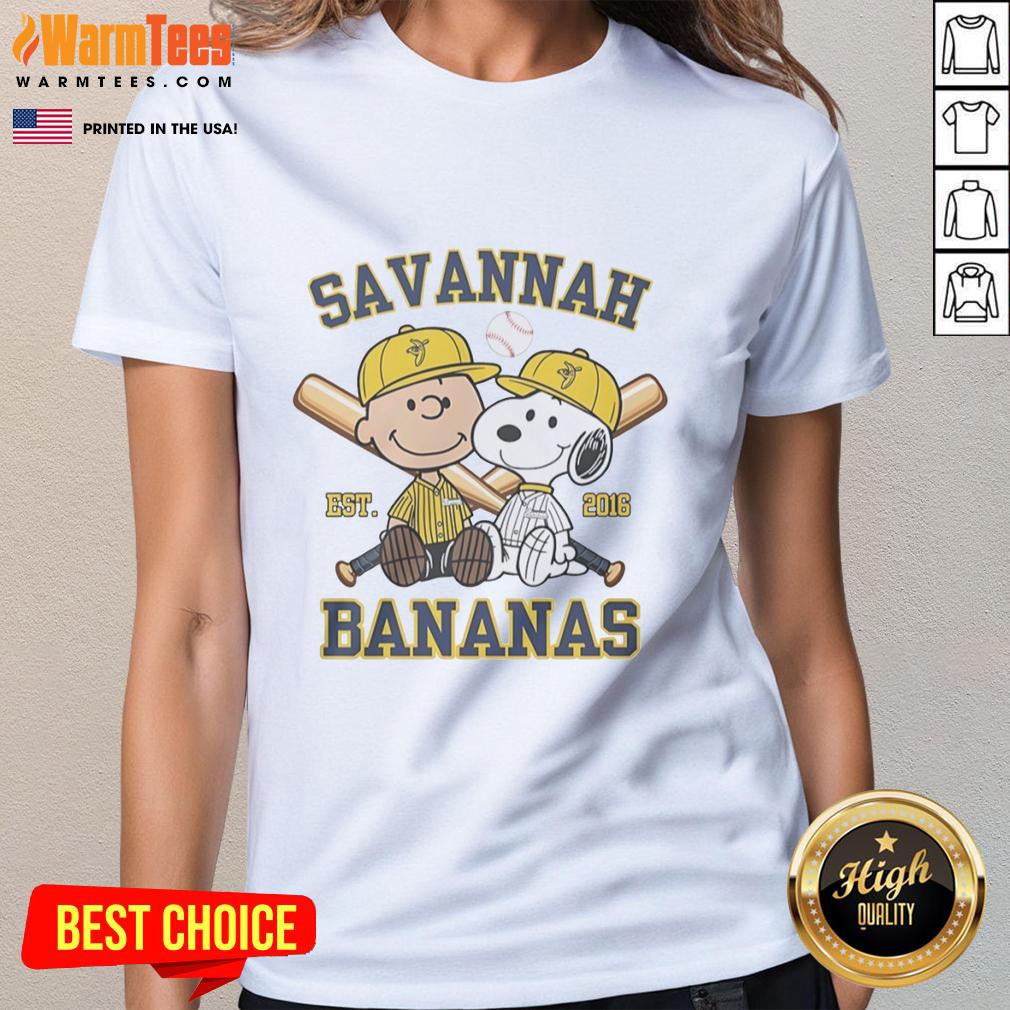 Funny Charlie Brown And Snoopy Wearing Savannah Bananas Outfit Est 2016 T-Shirt - Image 3