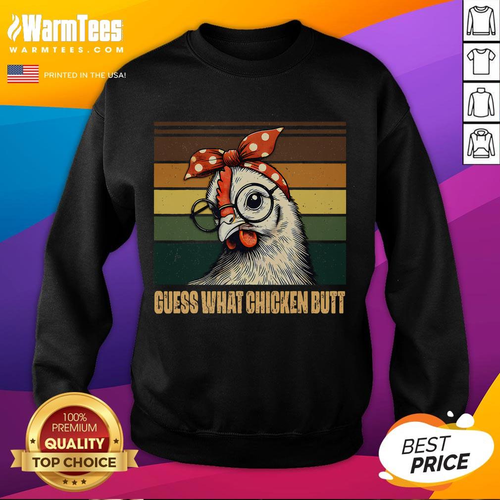 Funny Chicken With Bandana Glasses Guess What Chicken Butt T-Shirt - Image 5
