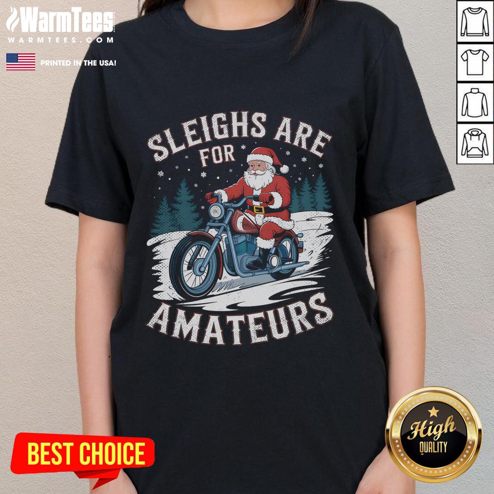 Funny Christmas Santa Claus Humor Xmas Holiday Motorcycle T-Shirt - Image 3