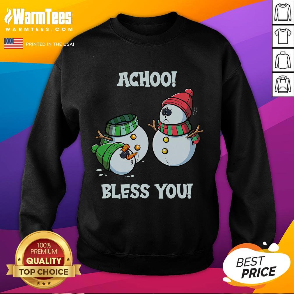 Funny Christmas Snowman Achoo Bless You T-Shirt - Image 5