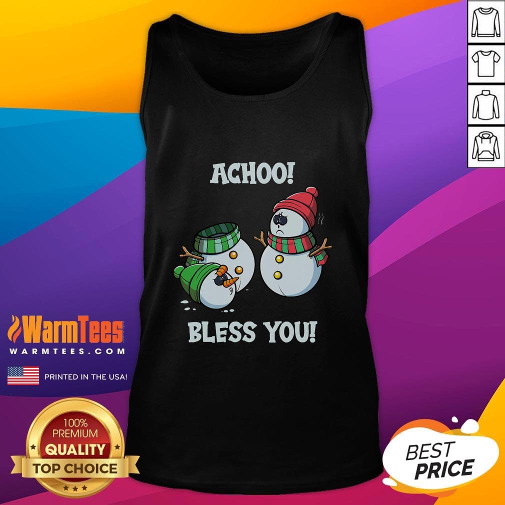 Funny Christmas Snowman Achoo Bless You T-Shirt - Image 4