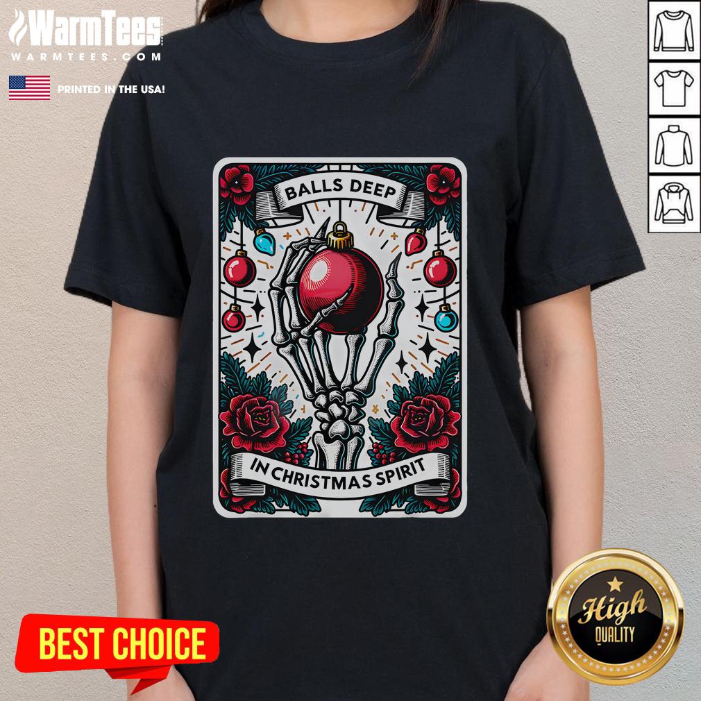 Funny Christmas Tarot Card Balls Deep In Christmas Spirit T-Shirt - Image 3