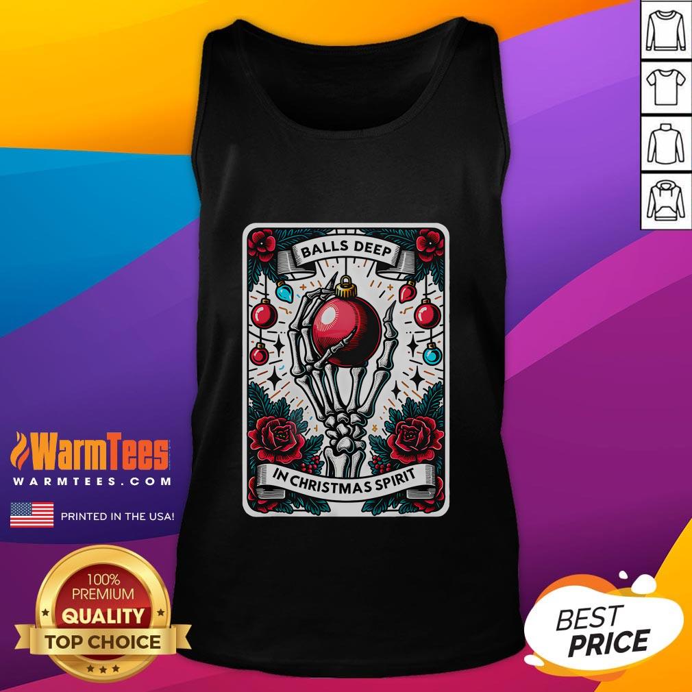 Funny Christmas Tarot Card Balls Deep In Christmas Spirit T-Shirt - Image 4