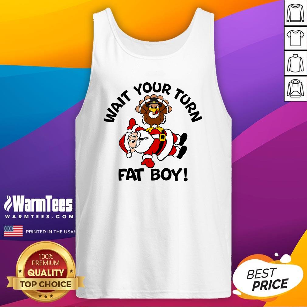 Funny Christmas Wait Your Turn Fat Boy Santa Turkey T-Shirt - Image 5
