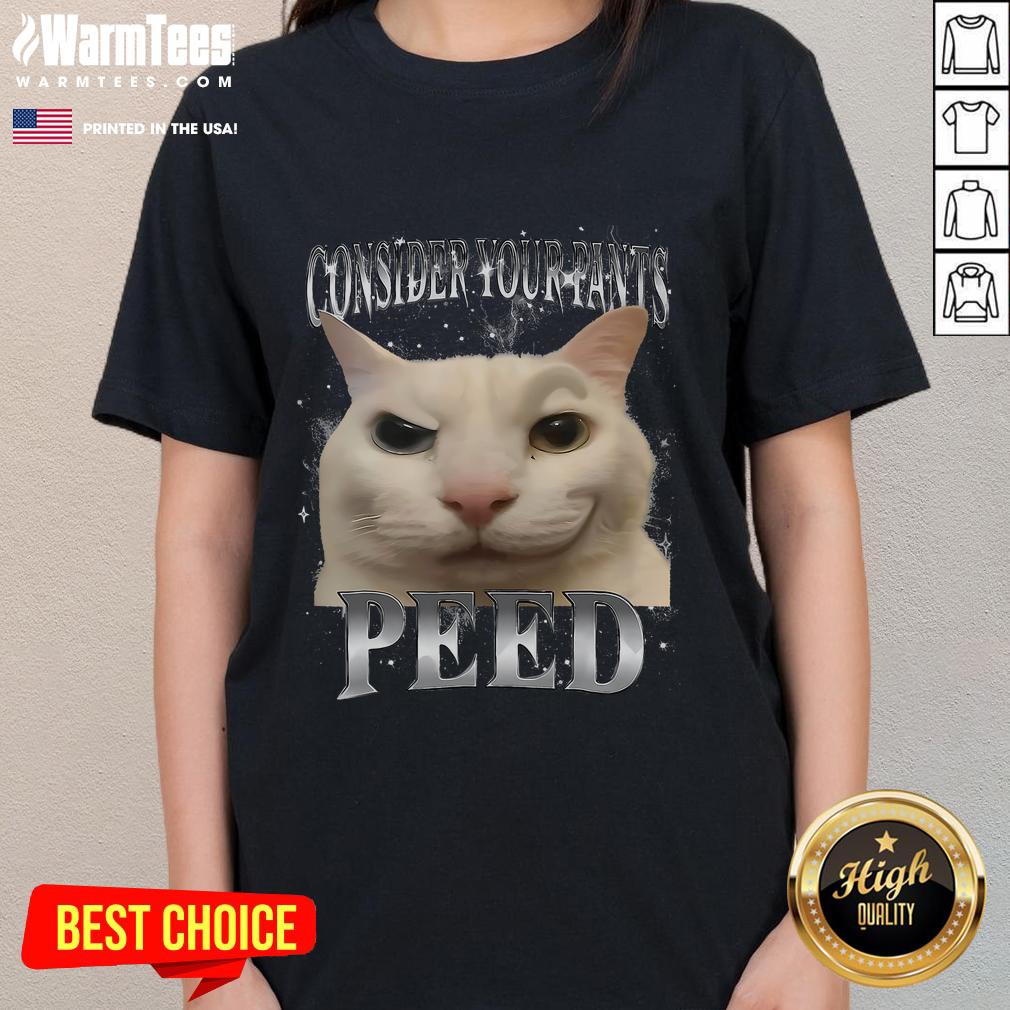 Funny Consider Your Pants Peed Silly Cat Meme T-Shirt - Image 3