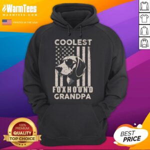 Alternative view of Funny Coolest Foxhound Grandpa Vintage American Flag Dog T-Shirt