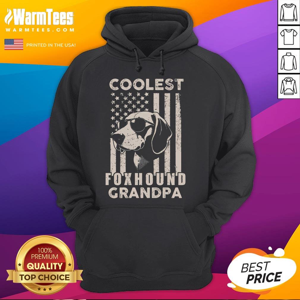 Funny Coolest Foxhound Grandpa Vintage American Flag Dog T-Shirt - Image 2