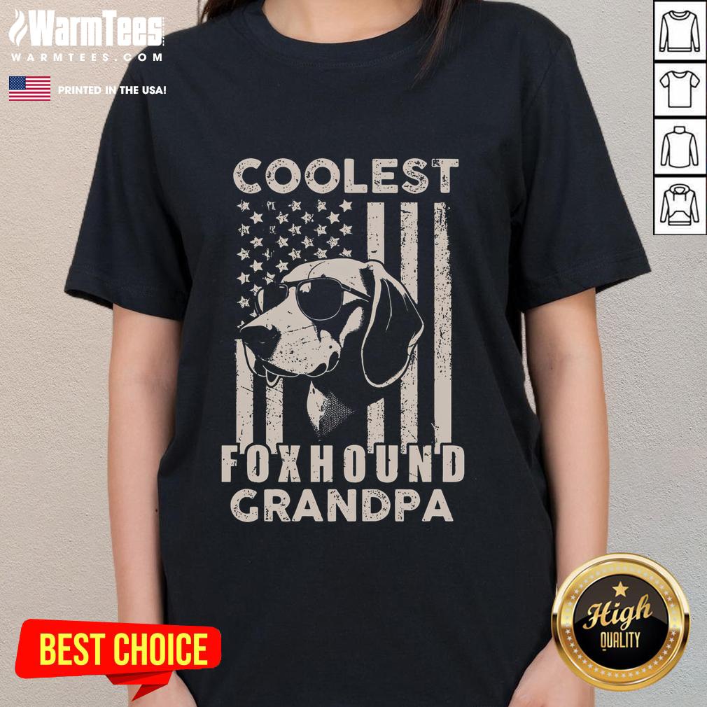 Funny Coolest Foxhound Grandpa Vintage American Flag Dog T-Shirt - Image 3