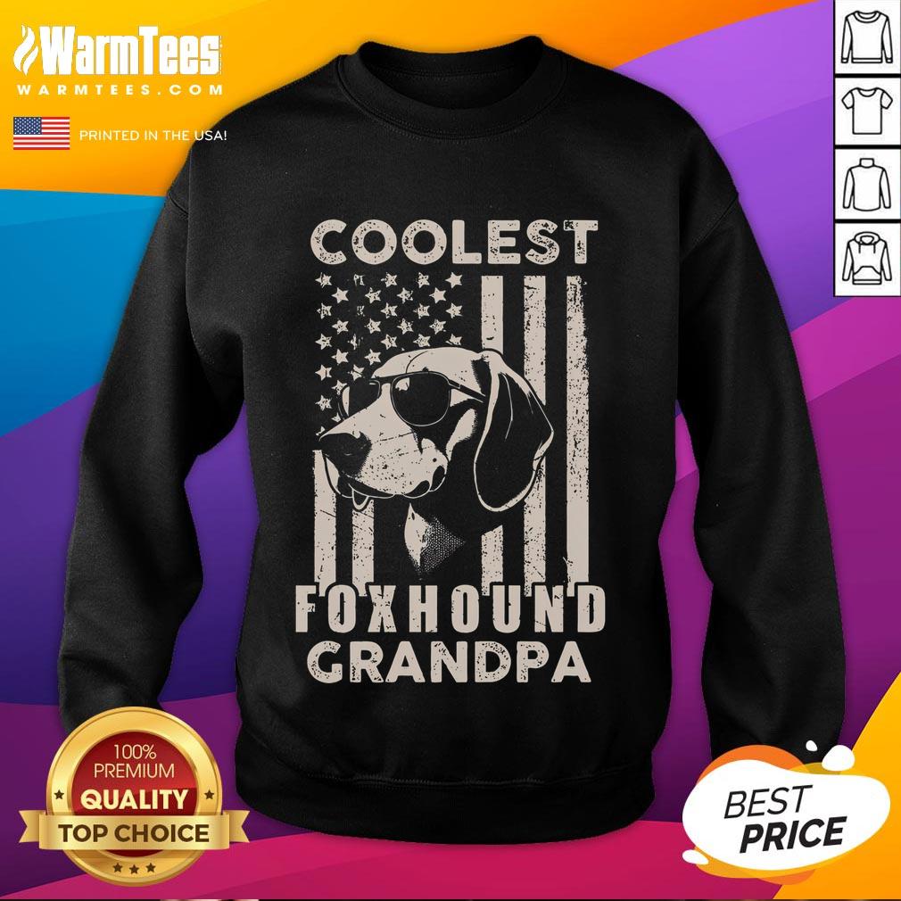 Funny Coolest Foxhound Grandpa Vintage American Flag Dog T-Shirt - Image 5