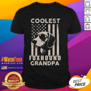 Funny Coolest Foxhound Grandpa Vintage American Flag Dog T-Shirt
