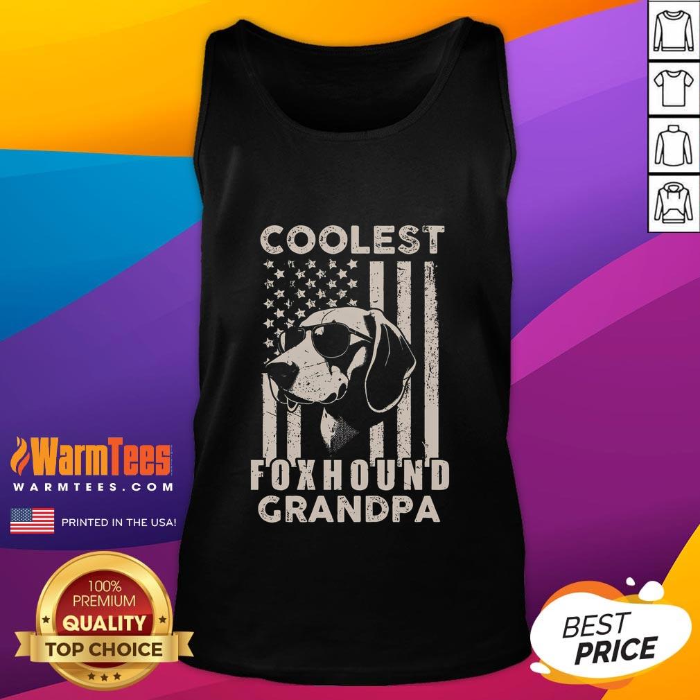 Funny Coolest Foxhound Grandpa Vintage American Flag Dog T-Shirt - Image 4